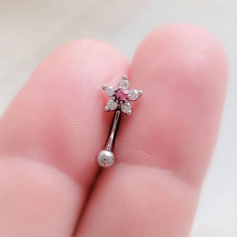 men’s wedding rings -Sparkle Flower Eyebrow Ring