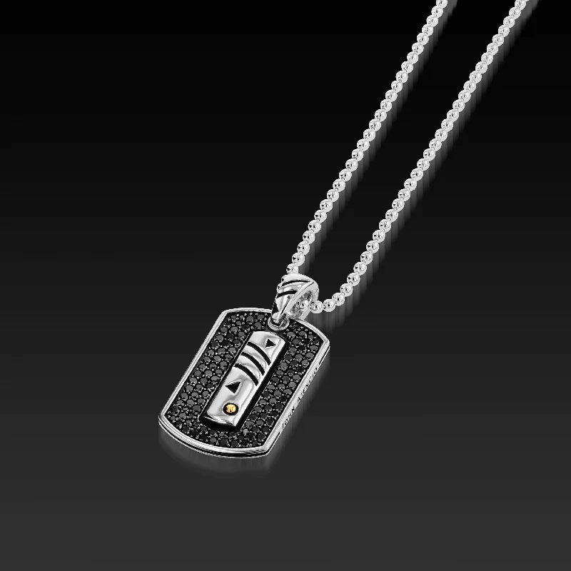 boho necklaces for women -Matrix Black Diamond Dog Tag