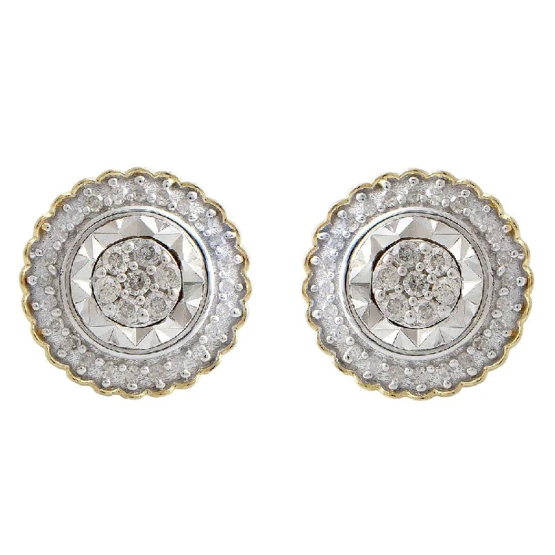 trendy earrings for women -Sterling Silver Brilliant Illusion 0.20 ct Diamond Stud Earrings