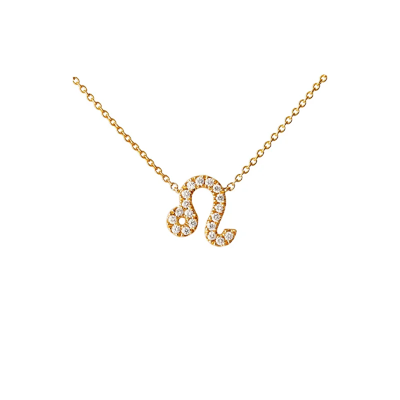 heart necklaces for women -Petit Sign Leo 18K Gold Necklace w. Diamonds