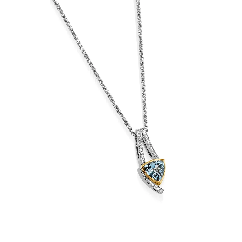 fashionable choker necklaces for women -Signature Aquamarine and Diamond Pendant Necklace