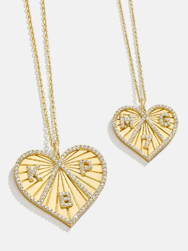 romantic necklaces for women -Heart 18K Gold Custom Medallion Necklace