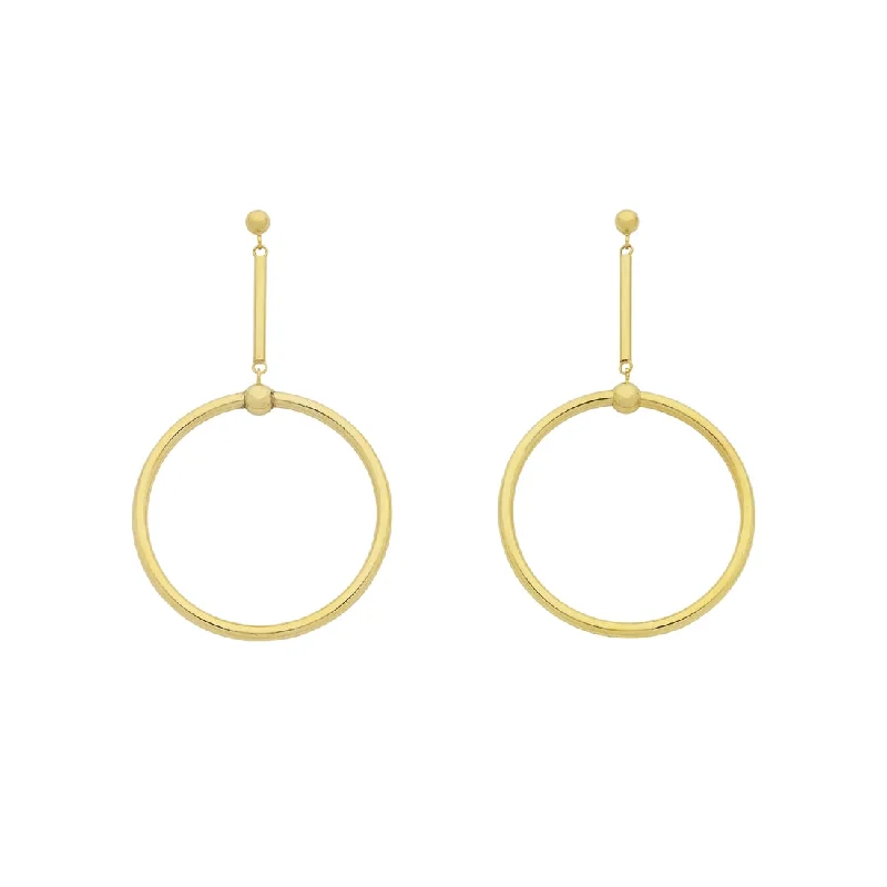 gold earrings for women -9ct Yellow Gold Silver Infused Circle Earrings