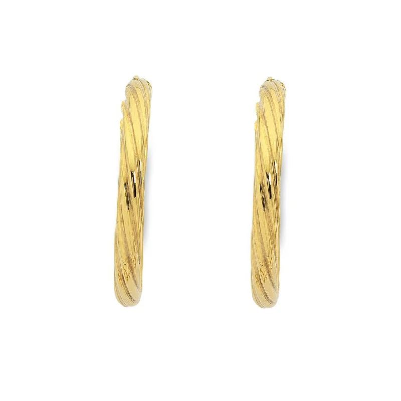 dangling pearl earrings for women -9ct Yellow Gold Silver Infused Twist Hoop Earrings 50mm