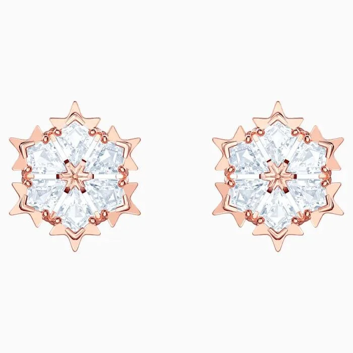 artistic earrings for women -Swarovski Magic Pierced Earrings Rose Gold Tone