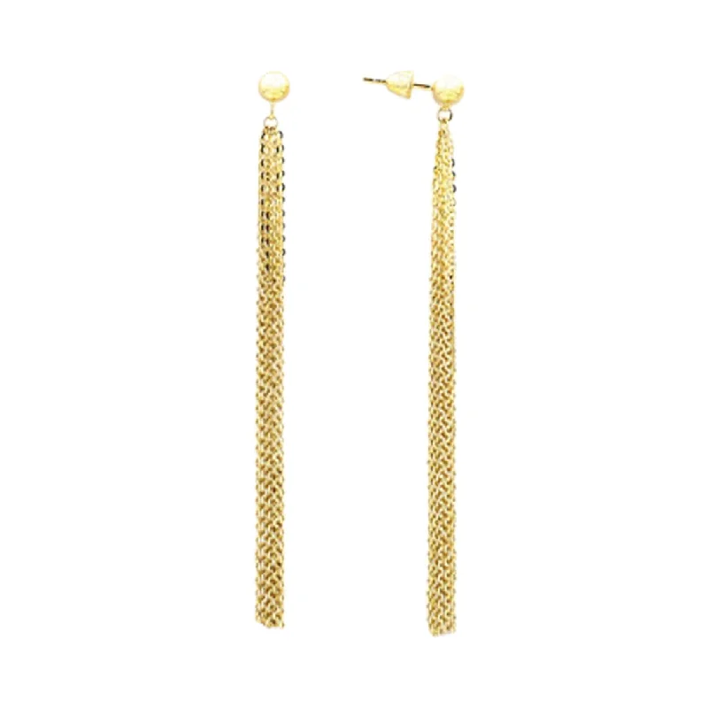 handmade hoop earrings for women -9ct Yellow Gold Silver Infused Drop Chain Earrings