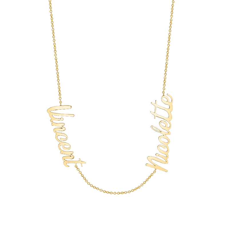 simple charm necklaces for women -Deux Name Necklace