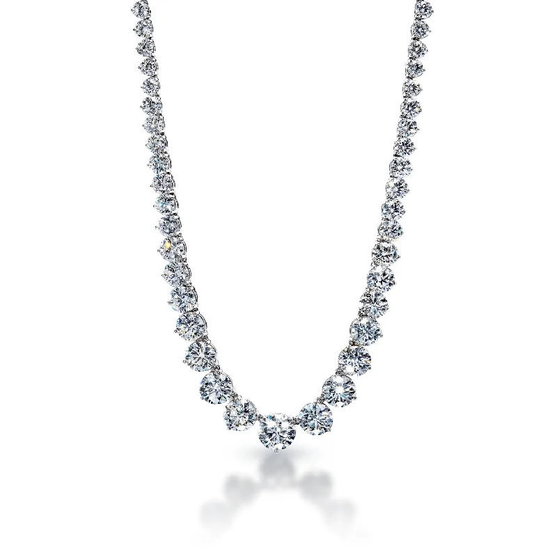 chunky necklaces for women -Lotty 85 Carats Round Brilliant Lab-Grown Diamond Riviera Graduated Necklace in 14k White Gold By Mike Nekta