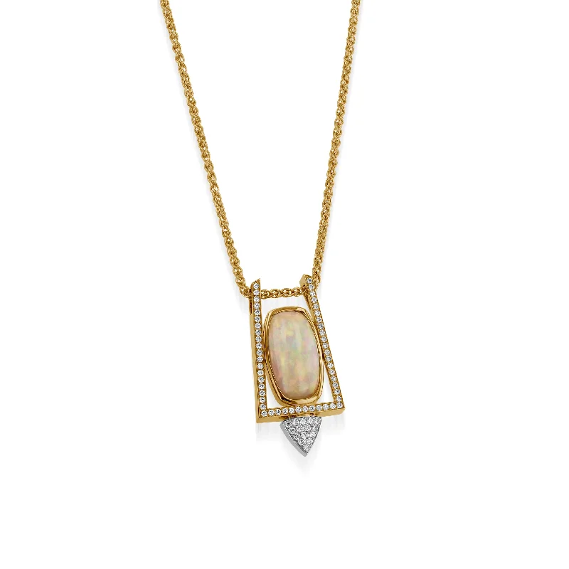 sparkling diamond necklaces for women -Signature Ethiopian Opal and Diamond Pendant Necklace