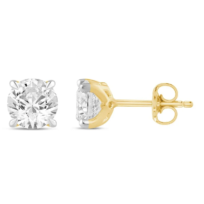 bold gold earrings for women -Solitaire Stud Earrings with 1.00ct of Laboratory Grown Diamonds in 9ct Yellow Gold