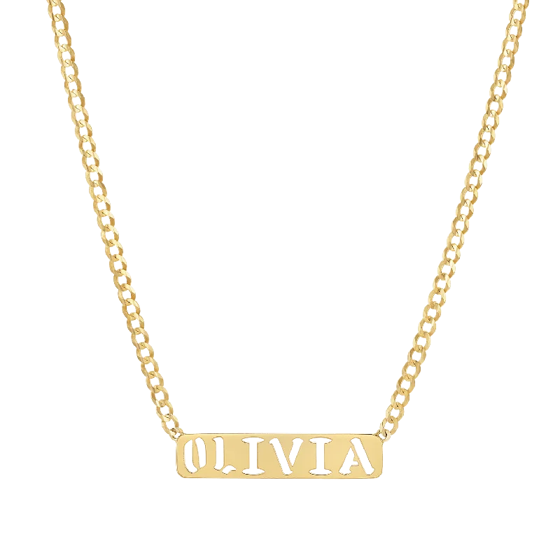 fashionable choker necklaces for women -Cuban Link Custom Nameplate Necklace