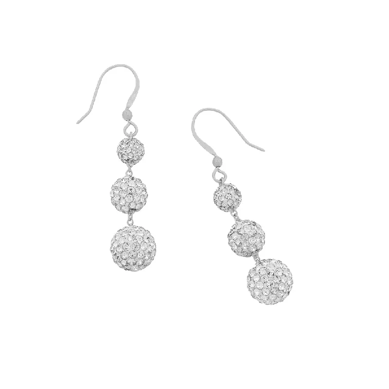 elegant gemstone earrings -Stainless Steel 3 Crystal Ball Drop Earrings