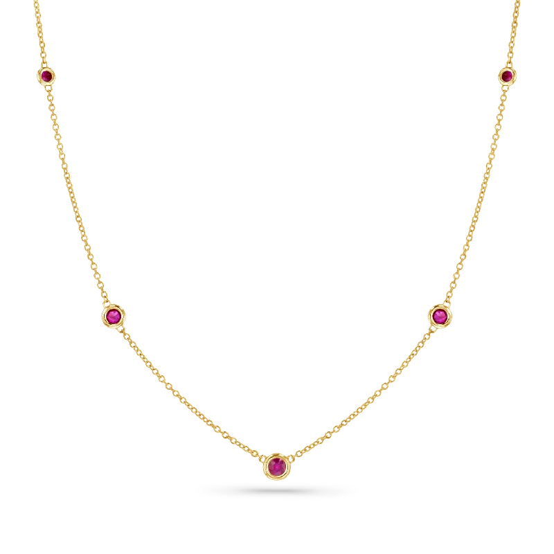 pearl necklaces for women -Ruby Bezel Strand Necklace