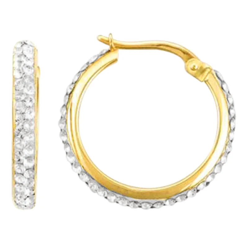 luxury diamond earrings for women -9ct Yellow Gold Silver Infused Crystal Hoop Earrings