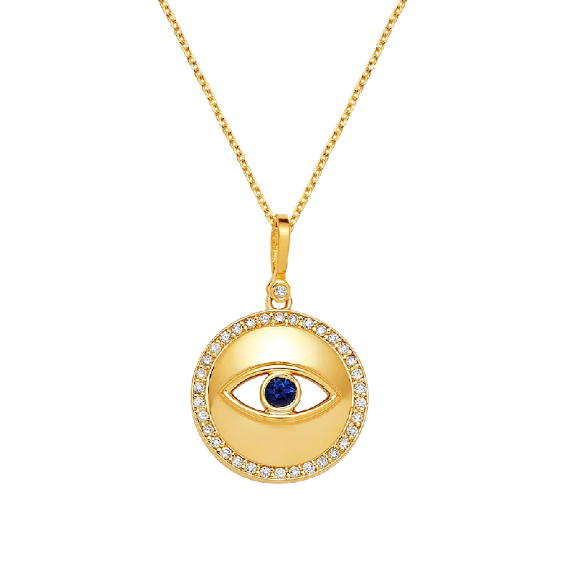 geometric necklaces for women -Round Diamond Evil Eye Necklace