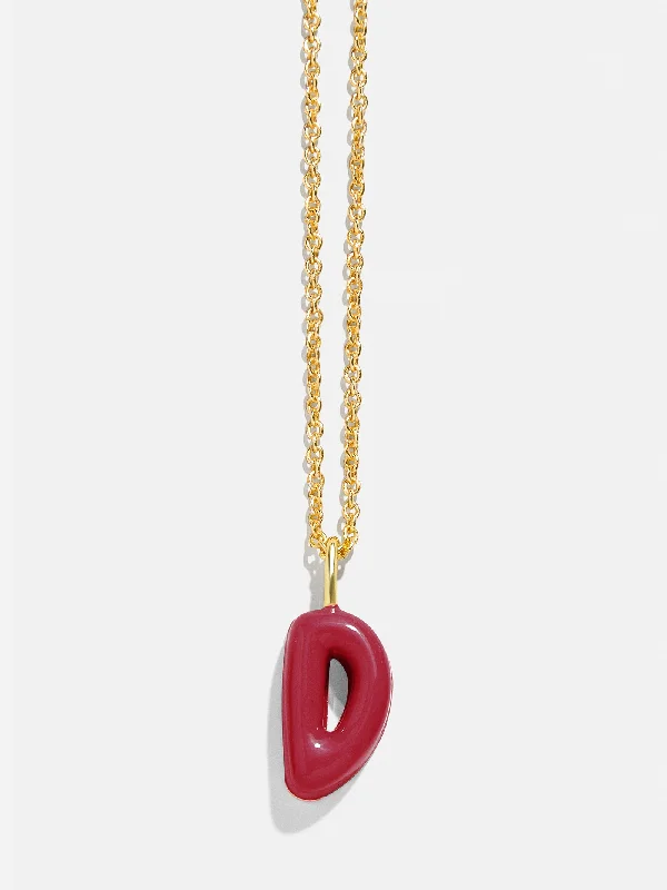 engraved gold necklaces for women -Mini Bubble Initial Necklace - Dark Red