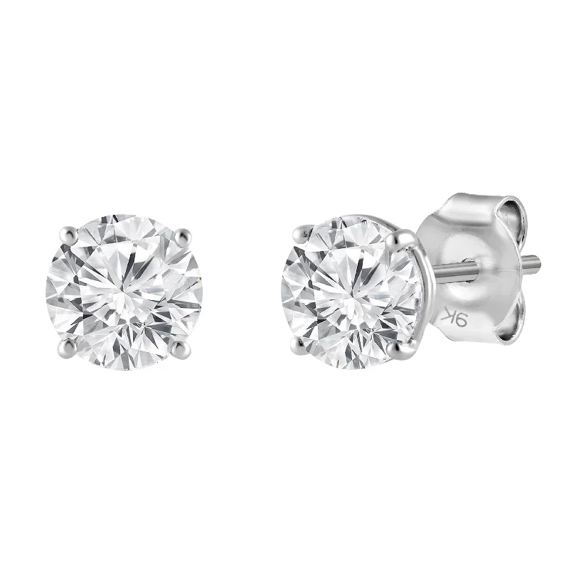 pearl stud earrings for women -Meera 1.00ct Solitaire Laboratory Grown Diamond Earrings in 9ct White Gold