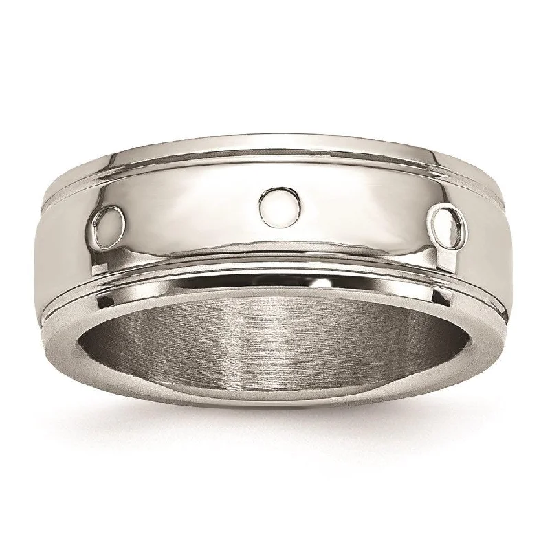 eternity rings for couples -Stainless Steel Polished Grooved Ring