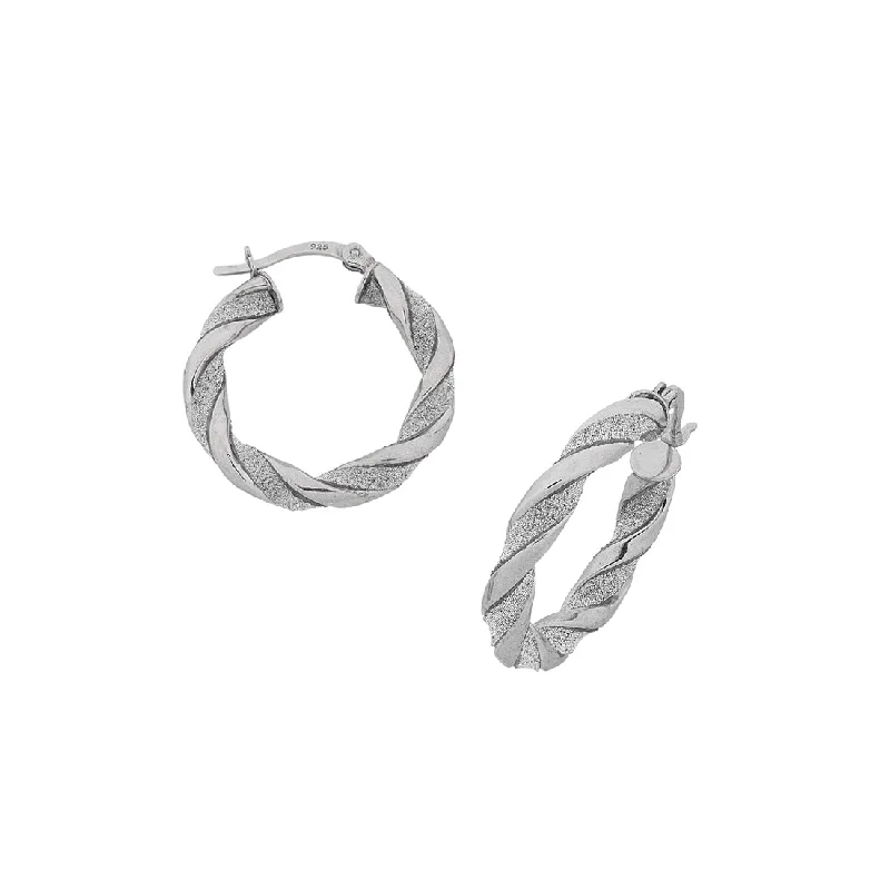 gemstone earrings for women -Sterling Silver Twisted Glitter Hoop Earrings 25mm