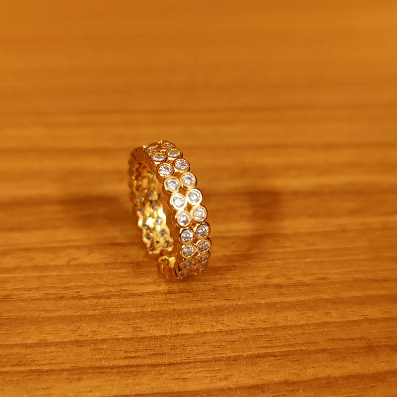 fashion rings for women -GOLD PLATED CZ STUDDED ADJUSTABLE RING