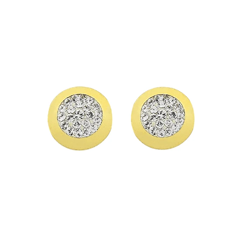 diamond earrings for women -9ct Yellow Gold Silver Infused Crystal Pave Stud Earrings