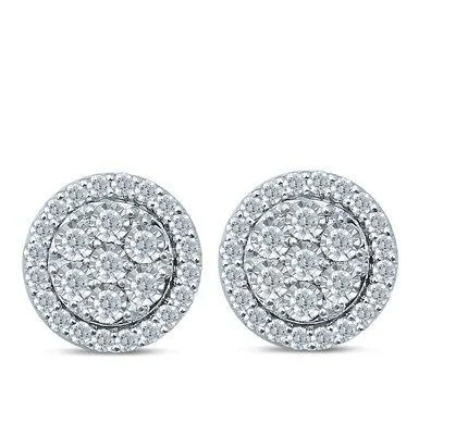 pearl drop earrings for women -Brilliant Claw Diamond Studs with 1.00ct of Diamonds in Sterling Silver