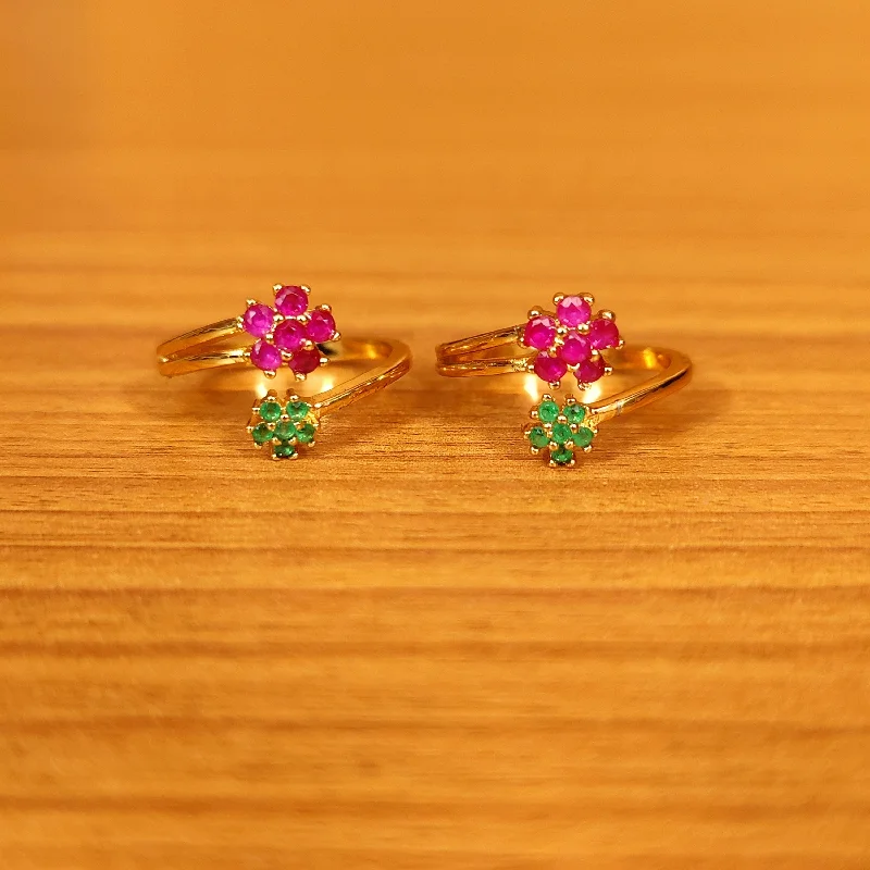 infinity rings for women -MULTICOLOUR FLOWER PATTERN ADJUSTABLE TOE RING