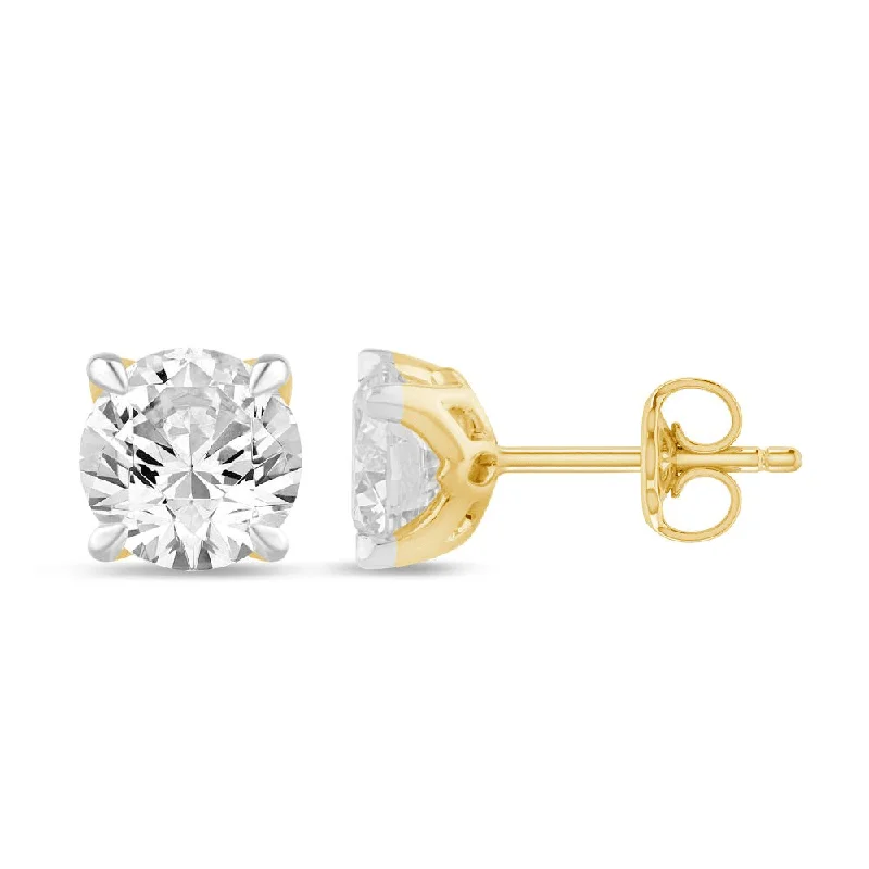 luxury drop earrings for women -Solitaire Stud Earrings with 1.50ct of Laboratory Grown Diamonds in 9ct Yellow Gold