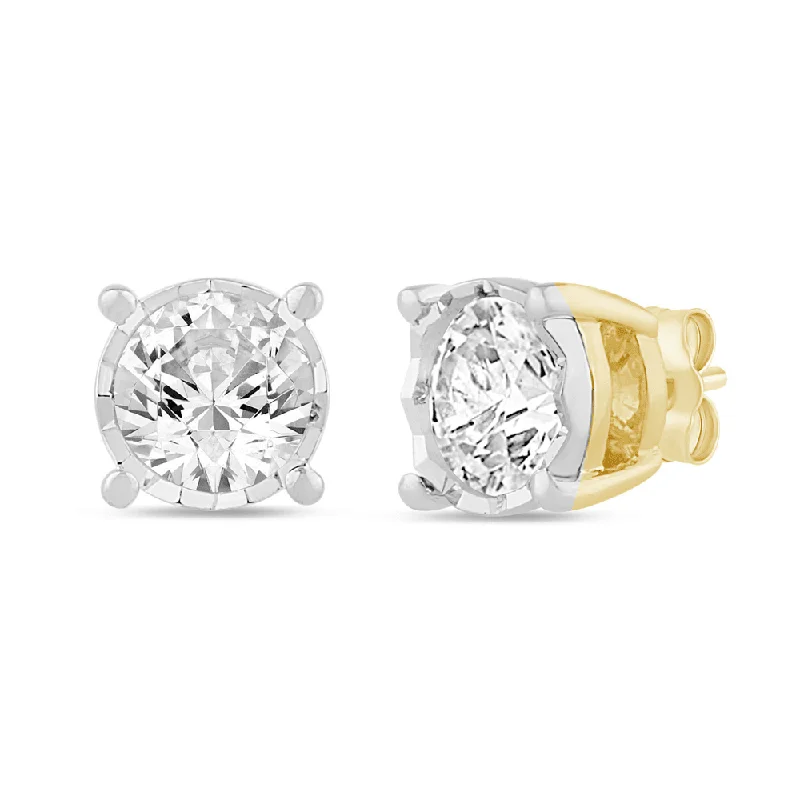 boho earrings for women -Soliatire Mirace Stud Earrings with 0.40ct of Diamonds in 9ct Yellow Gold