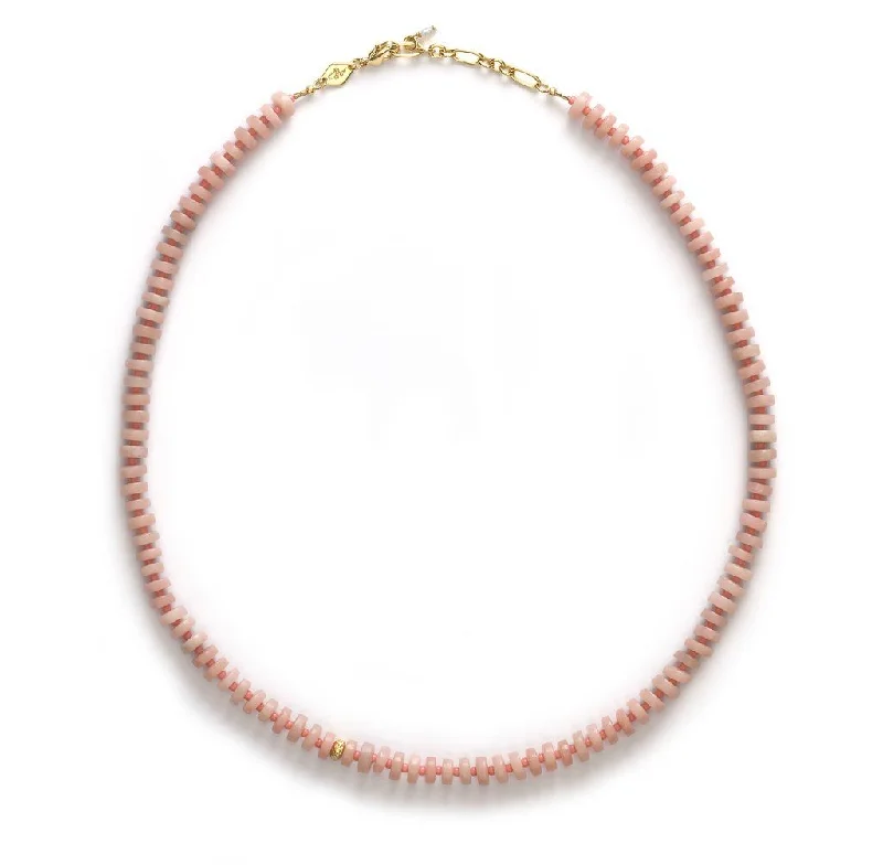 wedding pendant necklaces for women -The Big Pink Gold Plated Necklace w. Opal & Beads