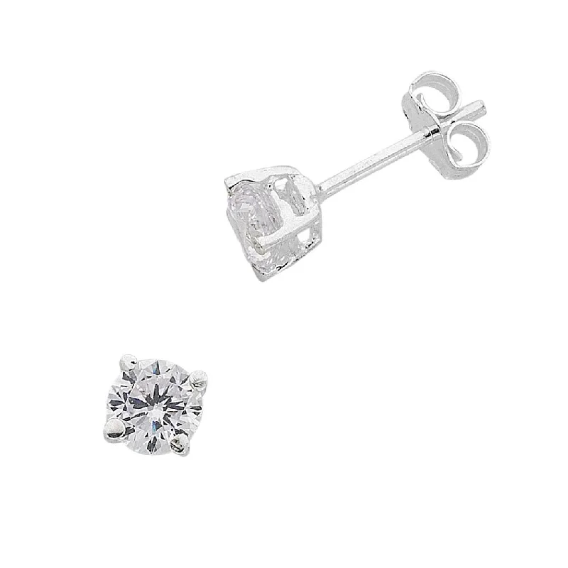 stylish gemstone earrings for women -Sterling Silver 5mm Cubic Zirconia Earrings