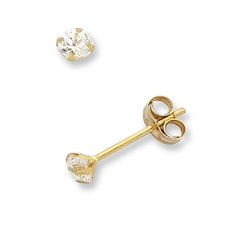 flower earrings for women -9ct Yellow Gold Cubic Zirconia Stud Earrings