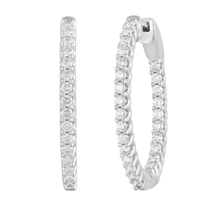 drop earrings for women -Mirage Hoop Earrings with 1.00ct of Laboratory Grown Diamonds in Sterling Silver and Platinum