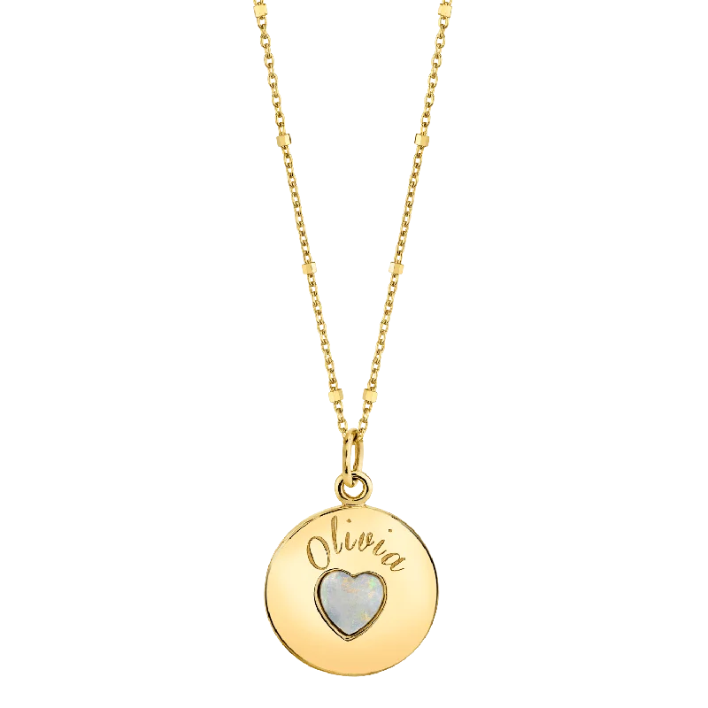 diamond pendant necklaces for women -Grand Opal Heart Name Medallion