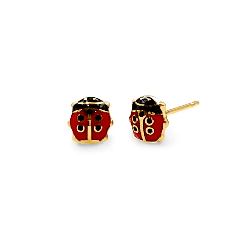 cute earrings for women -Ladybug Mini Stud Earrings in 9ct Yellow Gold