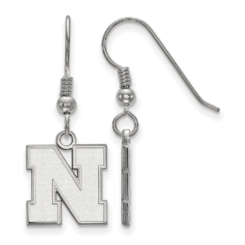 trendy drop earrings for women -Sterling Silver University of Nebraska Sm Initial N Dangle Earrings