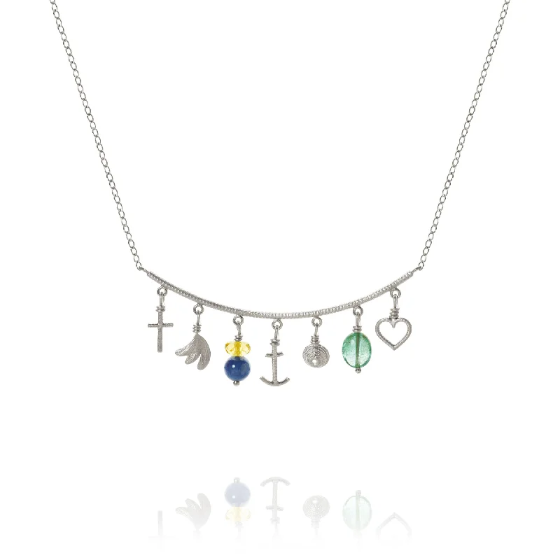 vintage necklaces for women -Linea Piccolo Sea Breeze Silver Necklace w. Citrin & Emerald