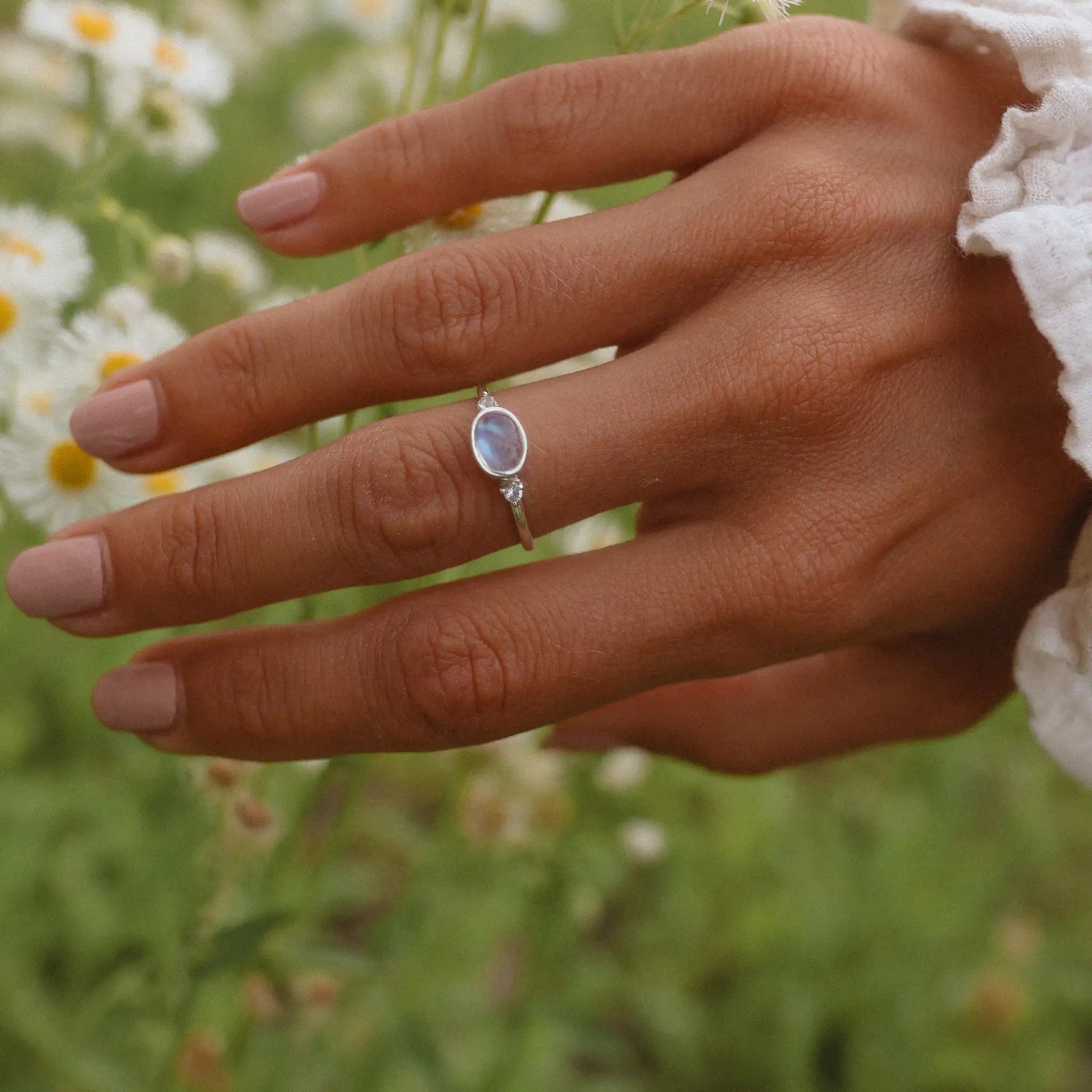 diamond solitaire rings -Topaz and Oval Moonstone Ring