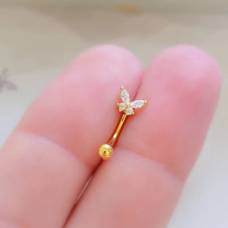 stackable diamond rings -Sparkle Butterfly Eyebrow Ring