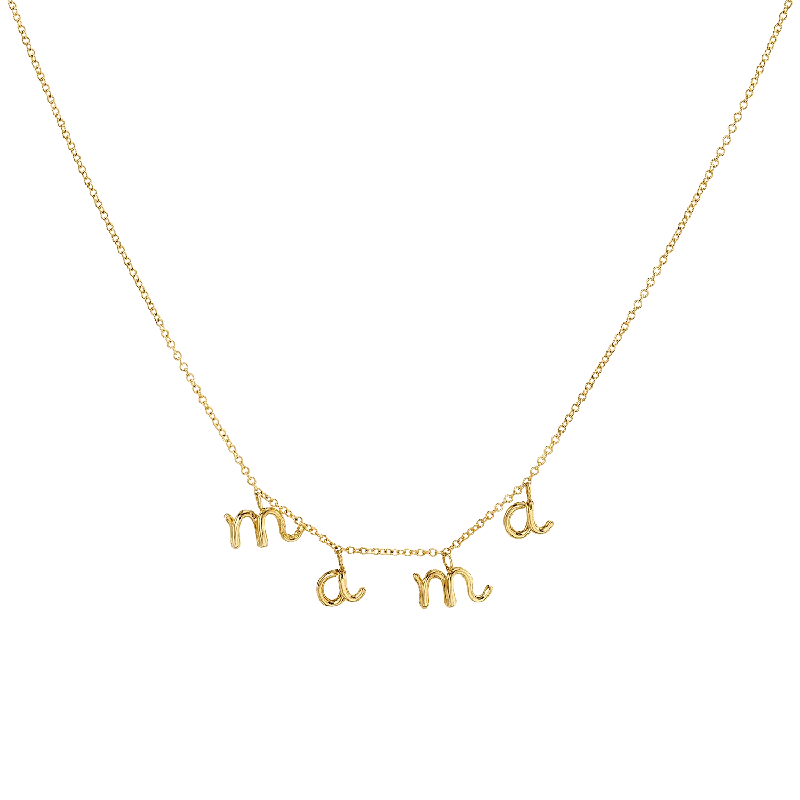 statement gold necklaces for women -Mini Letter Mama Necklace