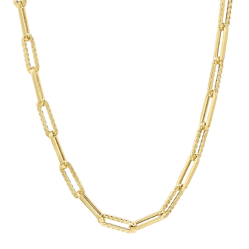 charm necklaces for women -14K Twist Link Paper Clip Chain Necklace