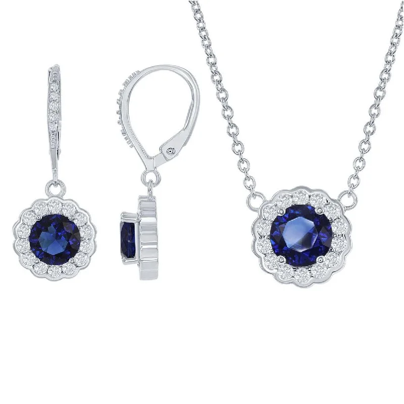 long pendant necklaces for women -Classic Women's Necklace and Earrings Set - September Birthstone with CZ | HS-5223