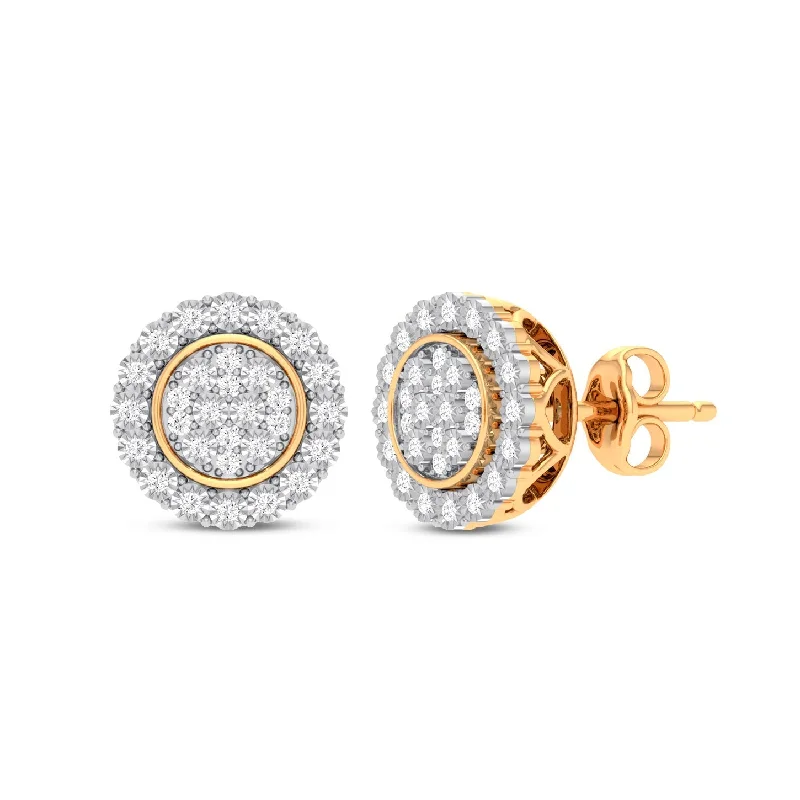 personalized earrings for women -Meera Miracle Halo Earrings with 1/5ct of Laboratory Grown Diamonds in 9ct Yellow Gold