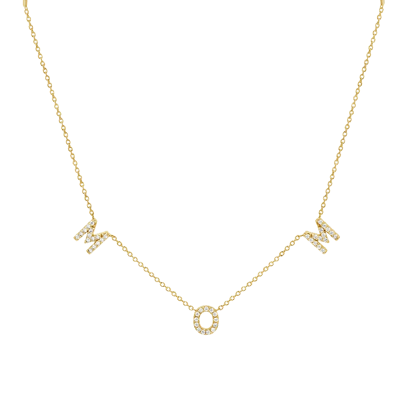 layered necklaces for women -Diamond Spaced MOM Necklace