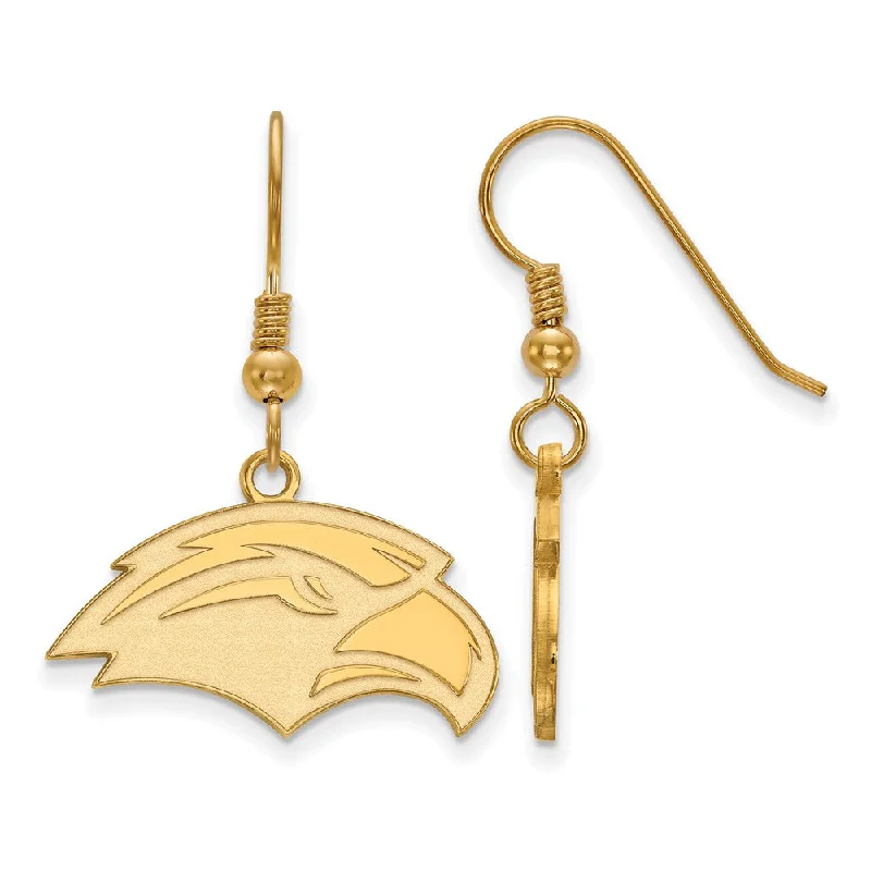 statement drop earrings for women -14k Gold Plated Silver University of Southern Miss Dangle Earring