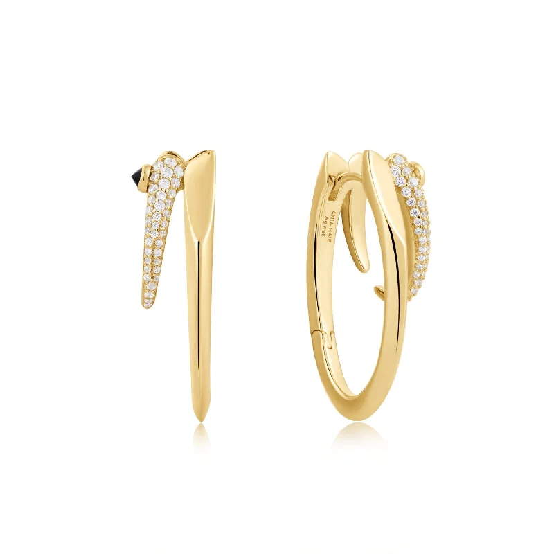 pearl drop earrings for women -Ania Haie Gold Sparkle Double Hoop Earrings