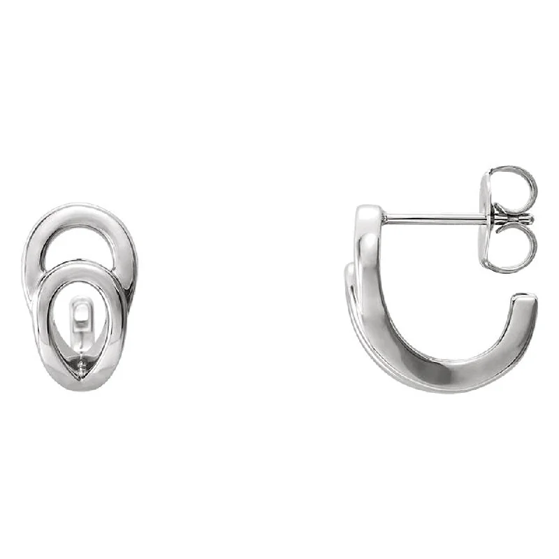 elegant dangle earrings for women -7mm x 13mm (1/4 x 1/2 Inch) Sterling Silver Small Geometric J-Hoops