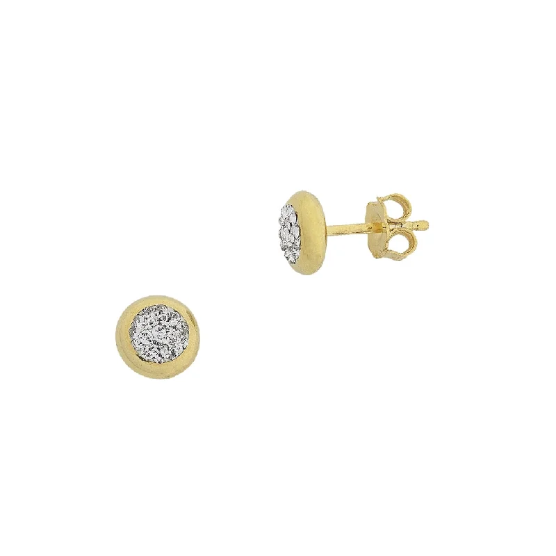 luxurious gold earrings for women -9ct Yellow Gold Silver Infused Crystal Stud Earrings