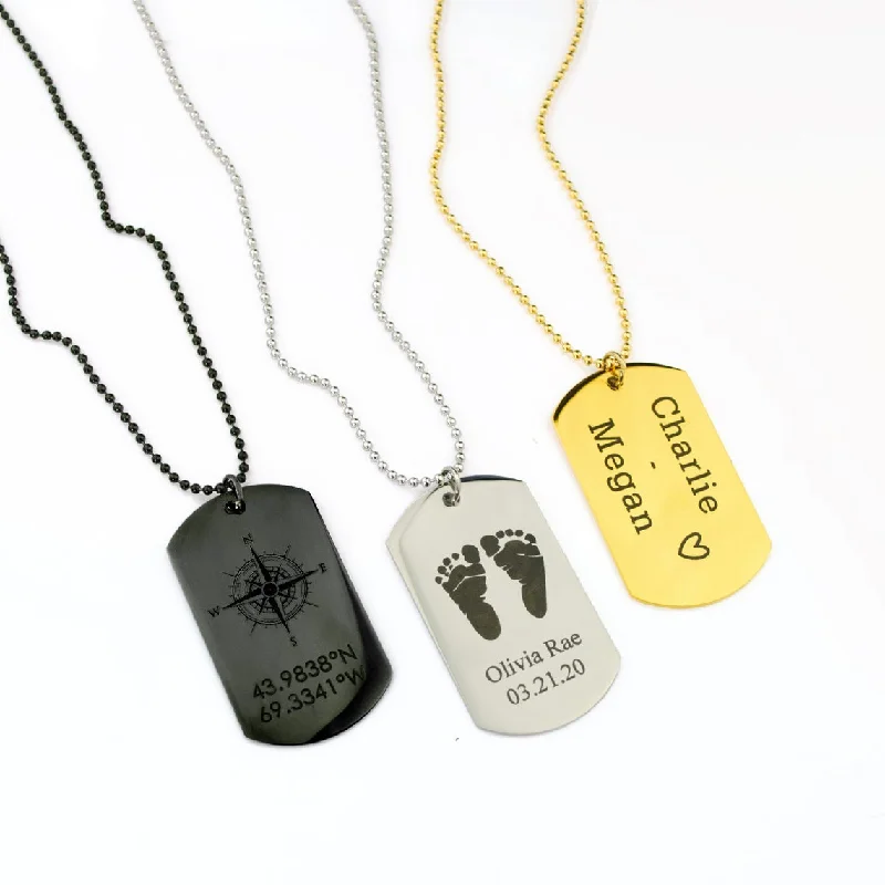 charm necklaces for women -Personalized Dog Tag Necklace, Custom Military Style Jewelry