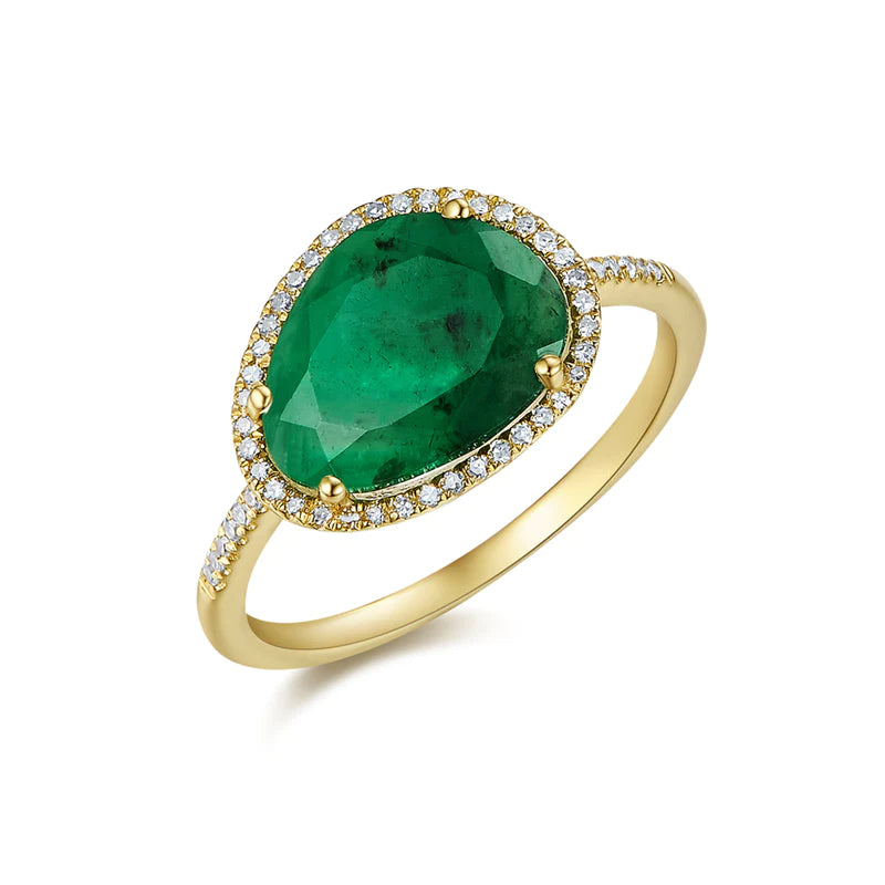 platinum rings for women -14k GOLD DIAMOND CARA EMERALD RING